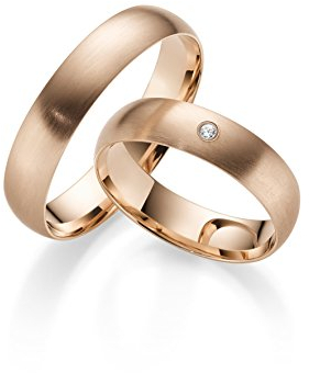 333 GOLD Rotgold Trauringe Paarpreis - Rubin Juwelier- inkl Gravur und Stein Matt
