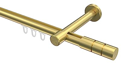 INTERDECO Innenlauf-Gardinenstange 20 mm, moderne Innenlaufstange aus Metall, Messing-Optik, zur Wandmontage, Typ 10213825, 280 cm