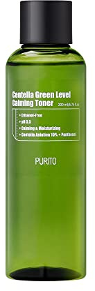 PURITO| Centella Green Level Calming Toner 200ml/6,76fl.oz, alkoholfreier Toner, Natural Daily Gesichtswasser, Akne, Gesichtstoner für empfindliche Haut,