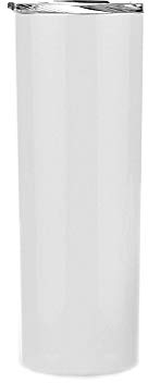 Gteller Doble pared 18/8 de acero inoxidable al vacío delgado vaso delgado con reutilizable paja y tapa, taza de viaje aislada que mantiene la bebida fría y caliente (blanco, 20 oz)