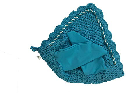 Spire Bonnet de protection d’oreille en coton doux au crochet respirant pour cheval (Poney, Bleu ciel)