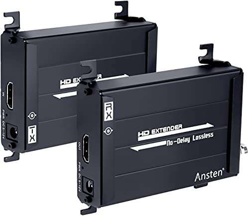 ANSTEN Extensor HDMI sobre coaxial de 984 pies de alcance ultra largo a través de cable coaxial, transmisor y receptor HDMI, extensor HDMI compatible con señal Full HD 1080P sin pérdidas sin demora