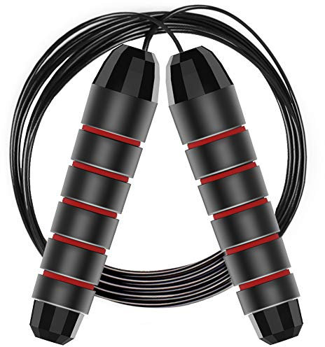 Skipping Rope, Jump Rope Adjustable, Jumping Rope with Tangle-free PVC Coated Steel Cable, Rapid Ball Bearings & Soft Foam Handle For Men Women Kids Home Exercise, Fitness, Fat Burning, Boxing