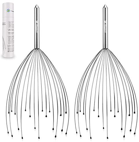 FREATECH 2 Stück Kopfmassagegerät - Kopfmassage Spinne mit 20 Fingern für Tiefenentspannung und Stressabbau, Premium Kopfkrauler für Kopfhautmassage und Haarstimulation, Entspannendes Wellness-Tool