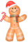 HOMCOM Aufblasbarer Lebkuchenmann, 2,4 m Weihnachtsdekoration mit LED-Lichtern, Automatisches Aufblasen, Wetterfest, Polyester, 170 x 65 x 240 cm