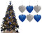 Simply Products 6 Heart Baubles - Great Christmas Tree Decorations, Glitter Heart Baubles (Royal Blue & Silver Glitter)