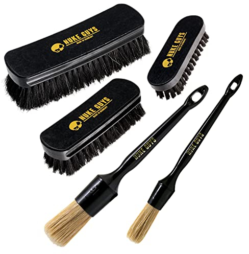 Nuke Guys 5er Set zur schonenden Auto Innenraum Reinigung | 3X Textilbürste für Autositze, Polster, Leder, Kunsstoff | 2X Detailing Pinsel für Innen & Außen