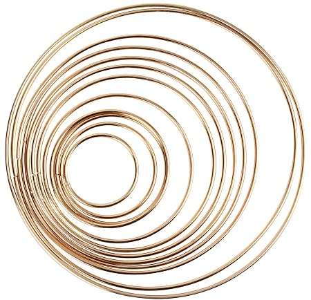 JSMTKJ Metallringe Drahtringe Traumfänger Basteln Floral Hoops Ringe 12 Größen Metallringe Drahtring für Wickeltechnik, Traumfänger, Floristik, Hochzeitskranz, Hoops