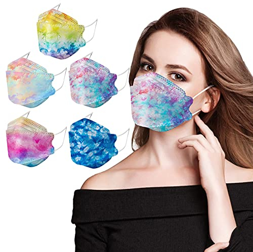 DeaAmyGline 50 Stück Mundschutz Erwachsene Bunt,4-lagige,Einweg,Neuer-Trend 3D Fisch-Form,Atmungsaktiv und Staubdicht,Mund und Nasenschutz Mund-Tuch Bandana Halstuch Schals (H33)