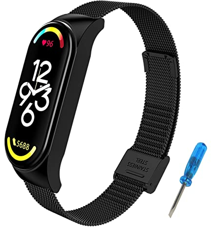 BDIG Kompatibel mit für Xiaomi Mi Band 7 Armband, Edelstahl Metall Ersatzband Armband Zubehör mit Entfernungswerkzeug Xiaomi Mi Band 7 (Fitness Tracker Nicht Enthalten)