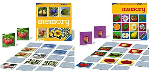 Ravensburger Natur Memory - 20881 - der Spieleklassiker für alle Naturfreunde, Merkspiel für 2-8 Spieler ab 6 Jahren & Memory 20889 Classic Memory, Neuauflage des Spieleklassikers 1969