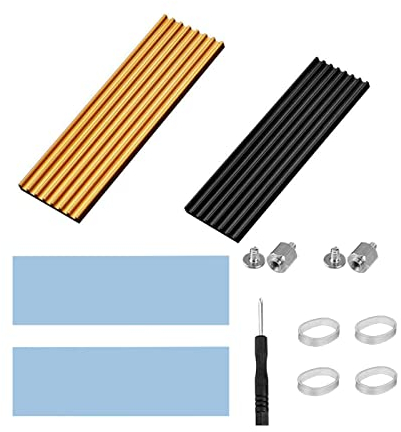2 Pièces Dissipateur Thermique M.2 NVMe, Dissipateur thermique M.2 pour 2280 M.2 PCIe 4.0/3.0 NVMe SSD PS5,M.2 SSD Cooler Heatsink Dissipateur thermique pour modules 2280 à simple et double face