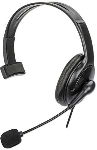 Manhattan Mono USB-Headset Links/rechts tragbar 2m Kabel, Schwarz