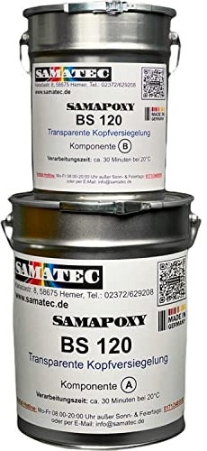 SAMATEC Bodenbeschichtung 2K Epoxidharz transparente seidenmatte Kopfversiegelung SamaPoxy BS120 (4 Kg (ca. 40m²))