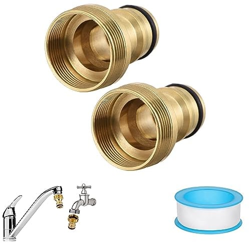JNTMIKUN 2 conectores universales para grifo, conector de manguera de jardín, adaptador de manguera para grifos de jardín, cocina (rosca exterior, dorado)