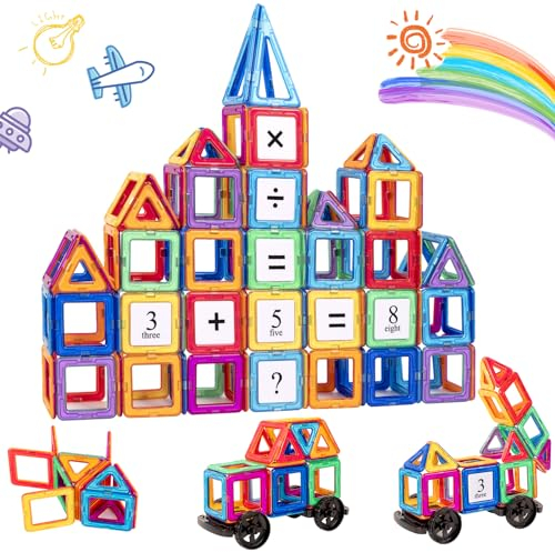 aaczly Magnetische Bausteine 74 Teile Magnet Spielzeug Kinder Montessori Spielzeug Magnetbausteine für Jungen und Mädchen ab 3 4 5 6 7 Jahren