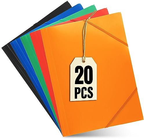 Praknu Sammelmappe A4 Kunststoff - 20er Set - Wasserabweisend - Farbig Sortiert - Sichere Aufbewahrung