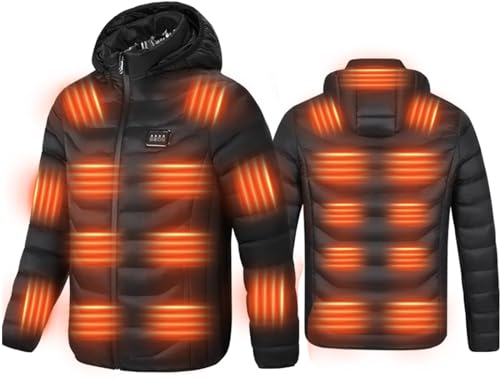 Monave Heated Down Jacket Men Women Heated Jacket with 23 Carbon Fiber Heating Pads,3 Temperature Levels for Motorcycle Fishing Skiing Outdoor Activities Black