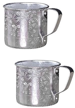 INOOMP 2st Alufolienbecher Blechbecher Vintage Kaffeetasse Stahlbecher Kaffeebecher Aus Emaille Getränkebecher Aus Aluminium Campingbecher Bier Trinkbecher Runde Schüssel Zinn Tragbar