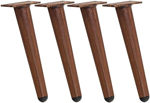 CLP 4er Set Möbelfüße Aus Rostfreiem Aluminium I Kunststoff Bodenschoner I Für Innen- Und Außenmöbel I Inklusive Schrauben, Farbe:Dunkelbraun, Größe:21 cm