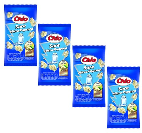 CHIO Micro Popcorns | Microwave Flavoured Popcorns Seeds| 100% Gust CHIO | Popping Pop Corn Kernels for The Family | Movie Night Helathy Snack (Salt(Sare) 80g, 4 Pack)