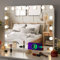 MAMIZO Hollywood Spiegel 58x46 cm, Schminkspiegel mit Beleuchtung, 15 LED, 3 Lichtfarben, Enstellbare Helligkeit, mit USB und 10x Lupe, Spiegel mit Licht, Wandspiegel, Schminkspiegel für Make-Up