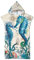 Rowjoy Strandtuch Poncho, Ozean Tier Drucken Surf Poncho, Blau Unterwasser Welt Strandtuch mit Kapuze, Handtuch Poncho Schnell Trocknender Badeponcho für Erwachsene (Seahorse2-75x110cm)