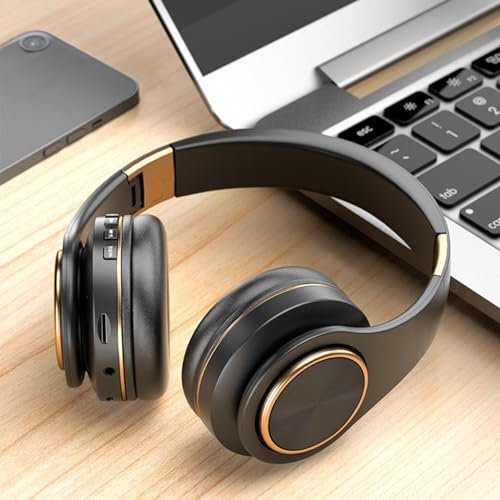 Bluetooth Headphones with Microphone, 3EQ Sound Modes,80 Hours Playtime Foldable Headphones Wireless Bluetooth HiFi Stereo Headphones , Foldable Bluetooth Headphones for Smartphone/PC/Computer (Black)
