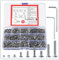QJKEJI 580pcs M3 M4 Flat Hex Socket Head Screws Bolts and Nuts, Metric Countersunk Bolts, Stainless Steel Round Flat Socket Machine Hex Button Head Cap Screws and Nuts Set