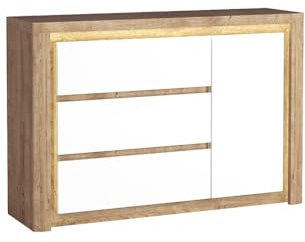 Lomadox Kommode Wohnzimmerschrank Anrichte Sideboard Schrank Schubladenschrank Schubladenkommode modern in Eiche mit weiß