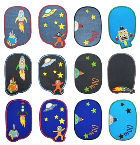 12 Stück Patches zum Aufbügeln,Reparatur und Dekoration von Kleidung, Bügelflicken Set für Jeans, Jacken,Bügelaufkleber Kleidung,Reparieren Sie das Loch,Patches Aufnäher für Kinder und Erwachsene