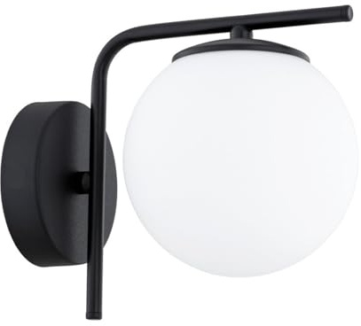 KAR LIGHTING Wandleuchte 1-flammig aus Stahl & Glas | Wandlampe E27 in Schwarz für Wohn-, Ess- & Arbeitszimmer | Einfache Montage | Modern & LED-kompatibel