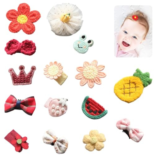 15 Pcs Pinzas para el pelo de bebé con arco pequeño para recién nacidos, sin deslizamiento, mini pinzas para el pelo, accesorios para el pelo fino para niñas y niños pequeños