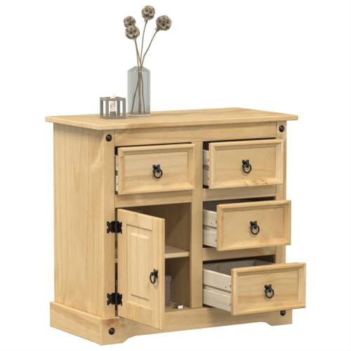 Bulliing Sideboard Wohnzimmerschrank Sideboard Wohnzimmer Flur Schrank Corona 87x40x76 cm Massivholz Kiefer