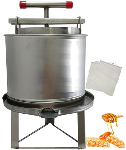HCTOOL Honey Press Extractor Wax Machine Stainless Steel Honey Press Beeswax Machine Manual Large Bee Honey Presser Fruit Wine Press For Honey Wine Juice Vegetables Olive Oil Making
