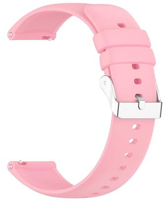 Foyscr Silicone Strap, Quick Buckle Waterproof Soft,Stainless Steel Buckle, Unisex Smartwatch Band, Sport Watch Strap (Pink-18mm)