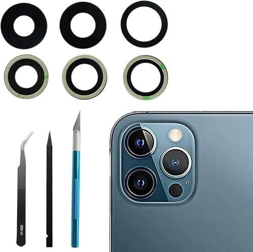 Dakexiong Lentille de Rechange pour Appareil Photo arrière pour iPhone 12 Pro Max (6,7), Anti-Rayures et étanche, Coque arrière en Verre de Rechange avec kit d'outils de réparation
