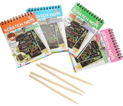 LGWJHCY Children's Scratch Pictures, 40 Magic Scratch Paper, Scratch Drawing, Graffiti Set, Colour Gradient, Scratch Notebook with Wooden Pens for Birthday, Crafts for Children