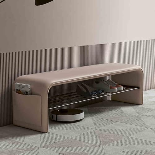 SFJATTA Eingangsbank für Esstisch, Moderne Bank aus Kunstleder, Moderne, luxuriöse, mit Kunstleder gepolsterte Esszimmerbank für Wohnzimmer, Flur, Schlafzimmer, Badezimmer(Beige,23.6 * 13.8 * 16.5in)