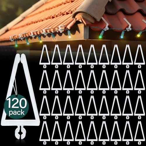 Yousoontic 120 Stück Weihnachtslicht-Clips, Dachrinnen-Licht-Clips, Kunststoff-Faszienbretter, Aufhänger für Ton, Fliesen, Dach, Weihnachtsfeier, Dekoration, Dachrinne, Zaun, Traufe
