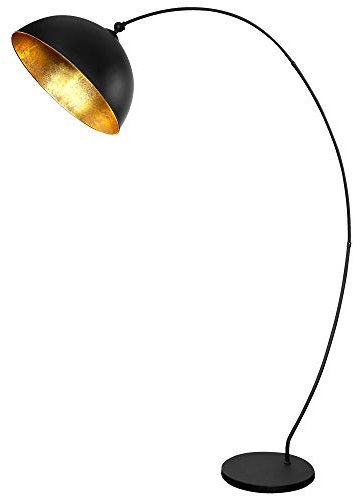 Bogenleuchte Stehlampe schwarz gold Wohnzimmerlampe Beistellleuchte Schlafzimmer, mit schwenkbarem Schirm, 1x E27, LxH 115x182 cm