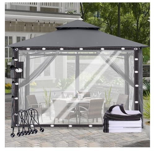 Copertura trasparente impermeabile per pergola, 0,12 mm, pannelli laterali in plastica con occhielli per balcone o patio (2 x 5 m)