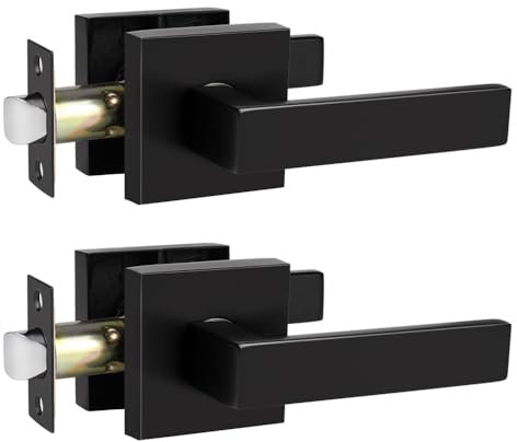 Probrico Matte Black Passage Door Levers Internal Keyless Door Handles 2 Pack Door Knobs No-Locking