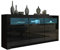 Ikewaier Moderner Sideboard Schrank Kommode in Front Hochglanz 2 Türen 3 Schubladen Esszimmer Küche Buffet Küchenschrank mit LED Streifen 160cm (Schwarz)