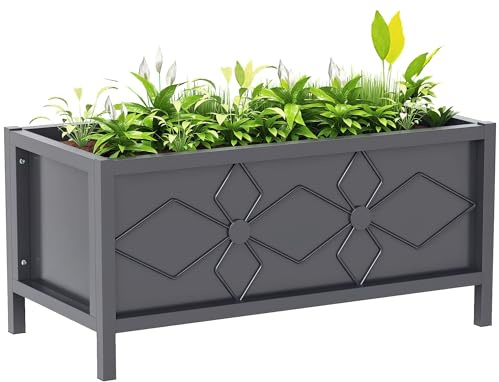 Outsunny Jardinière Extérieure Surélevée Galvanisée 80 x 40 x 38 cm Noir