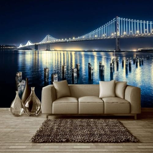 Fototapete 3D Effekt New York Vlies Fototapete 150 x 105 cm Brooklyn Bridge Foto Tapete XL Vliestapete Moderne Wandtapete Wohnzimmer Schlafzimmer Bildtapete Decoration Poster Fototapeten A410