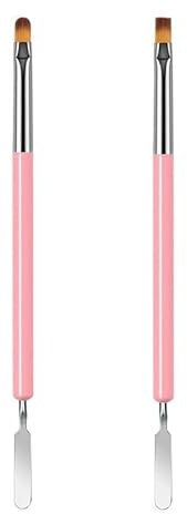 Nail Brushes, 2Pcs Nail Art Brushes, Dual-Ended Polygel Brush & Picker tool, Magic Extender Gel Tool for UV/LED Nail Art, Acrylic Nails Extension, Extensions Builder, Pink