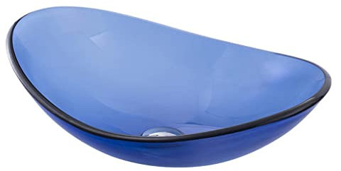 SnamicE Badezimmerwaschbecken, Aufsatzwaschbecken, blaues Glaswaschbecken, Badezimmerwaschbecken aus gehärtetem Glas, Badezimmer-Aufsatzwaschbecken, Kunstwaschbecken, Aufsatzwasc,Sink Only