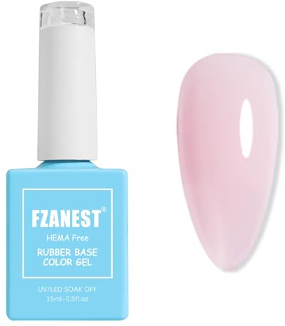 FZANEST Hema-Free Rubber Base Builder Gel, Light Pink Nude Gel Nail Polish Natural French Tip Base Colors Nail Polish For Nails Strengthener Extension Soak Off (Baby Pink)