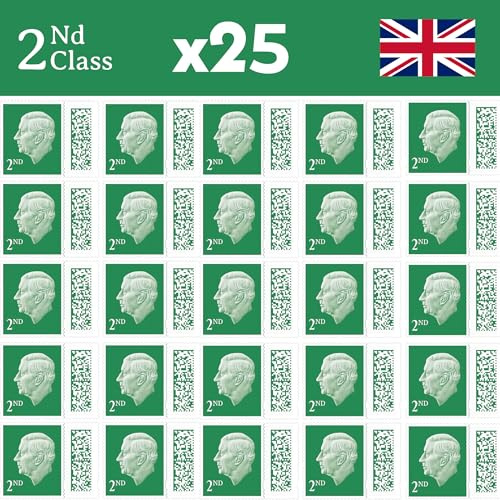 Albian Trading 2nd Class Stamps 25 Pack - Second Class Stamps - Barcoded Self Adhesive UK Letter Postage Stamps for Postage